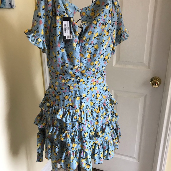 HOST PICK 🎉Lulus Feeling Butterflies Blue Tiered Ruffle Mini Dress NWT Sz. Med - Picture 6 of 9